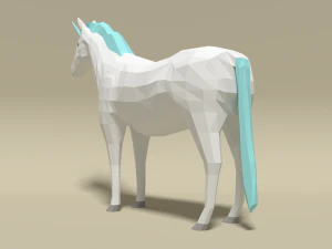 low poly cartoon unicorn 3D Model