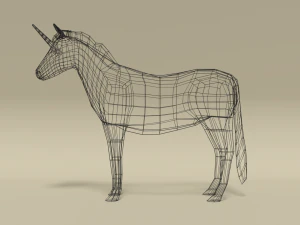 low poly cartoon unicorn 3D Model