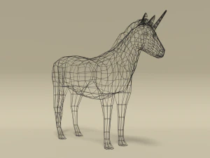 low poly cartoon unicorn 3D Model