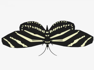 low poly cartoon black butterfly 3D Model