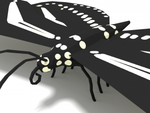 low poly cartoon black butterfly 3D-Modell