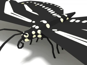 low poly cartoon black butterfly 3D Model