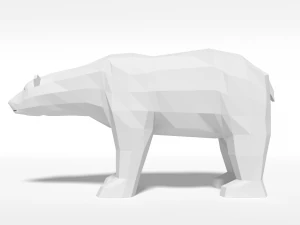low poly cartoon polar bear 3D Model