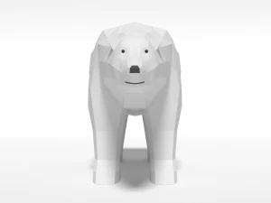 low poly cartoon polar bear 3D Model