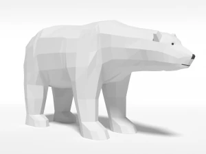 low poly cartoon polar bear 3D Model