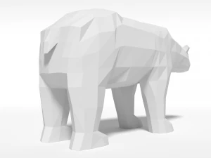 low poly cartoon polar bear 3D Model