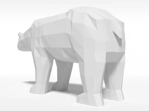 low poly cartoon polar bear 3D Model