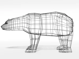 low poly cartoon polar bear 3D Model