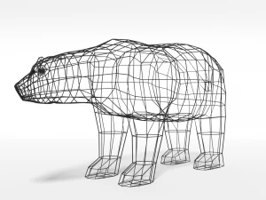 low poly cartoon polar bear 3D Model