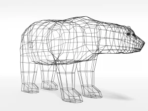 low poly cartoon polar bear 3D Model