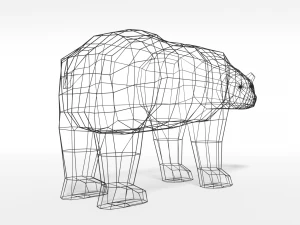 low poly cartoon polar bear 3D Model