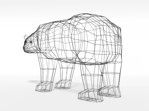 low poly cartoon polar bear 3D Model