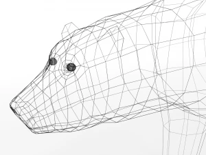 low poly cartoon polar bear 3D Model