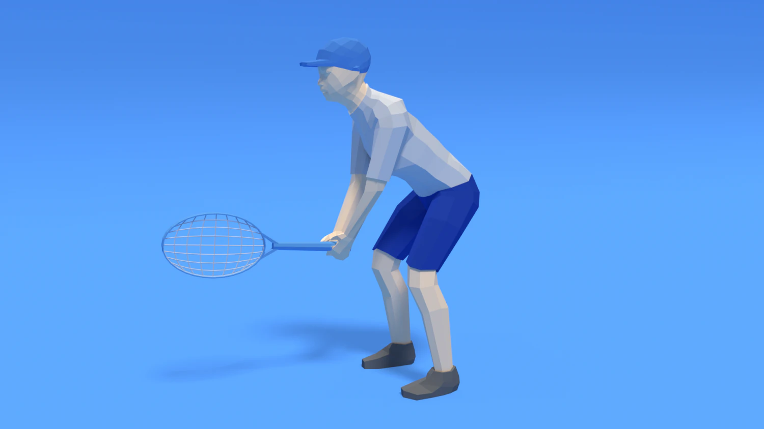 low poly kid playing tennis 3D Model .c4d .max .obj .3ds .fbx .stl .blend 