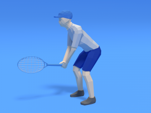 low poly kid playing tennis 3D Модель