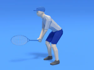 Низкополигональный ребенок играет в теннис 3D Модель