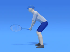 low poly kid playing tennis 3D Model
