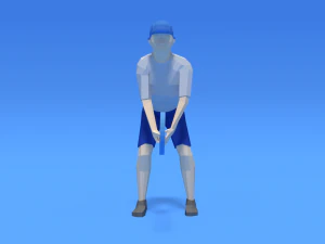 low poly kid playing tennis 3D Model