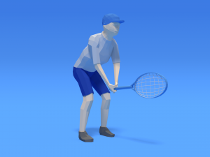 low poly kid playing tennis Modelo 3D