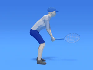 low poly kid playing tennis 3D Model