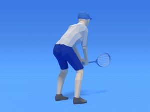 low poly kid playing tennis Modelo 3D
