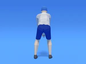 low poly kid playing tennis 3D Model