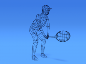 low poly kid playing tennis Modelo 3D
