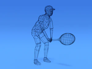 low poly kid playing tennis 3D Model
