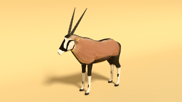 low poly gemsbok oryx gazella 3Dモデル .c4d .max .obj .3ds .fbx .stl .blend 