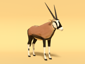low poly gemsbok oryx gazella 3Dモデル