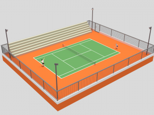 cartoon tennis court scene 3D Model