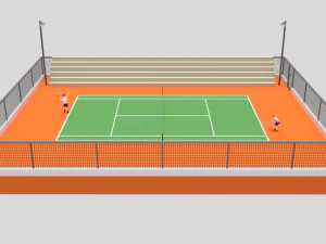 cartoon tennis court scene 3D Model