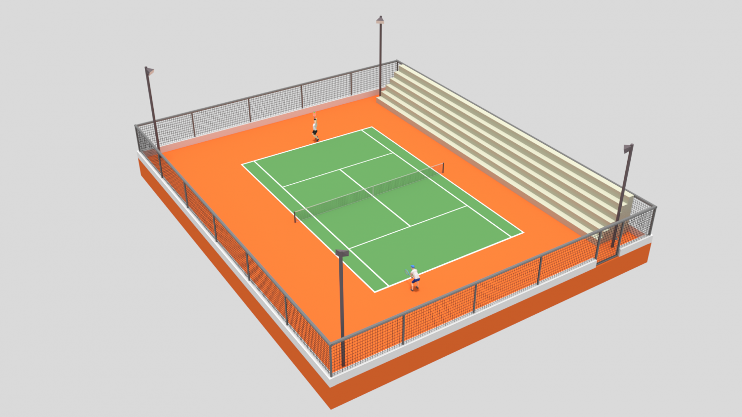 Cartoon Tennis Court Scene 3d Model In Stadium 3dexport
