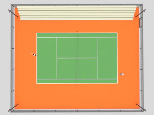 cartoon tennis court scene 3D Model