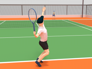 cartoon tennis court scene Modèle 3D