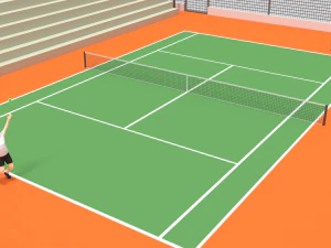 cartoon tennis court scene 3D Model