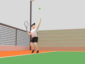 cartoon tennis court scene 3D Model