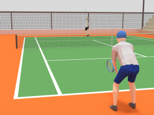cartoon tennis court scene Modèle 3D