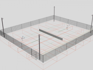 cartoon tennis court scene Modèle 3D