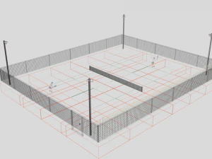 cartoon tennis court scene 3D Model