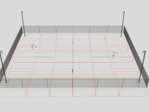 cartoon tennis court scene Modèle 3D