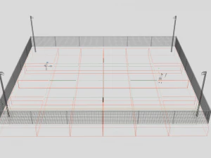 cartoon tennis court scene 3D Model