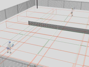 cartoon tennis court scene 3D Model
