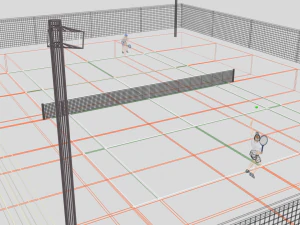 cartoon tennis court scene 3D Model