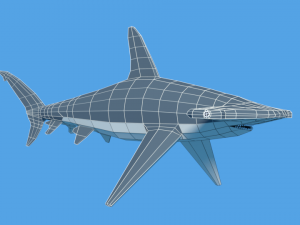 low poly cartoon hammerhead shark Modelo 3D