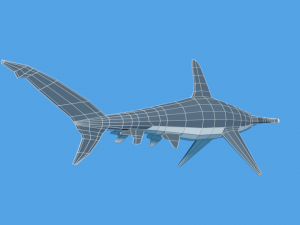 low poly cartoon hammerhead shark Modelo 3D