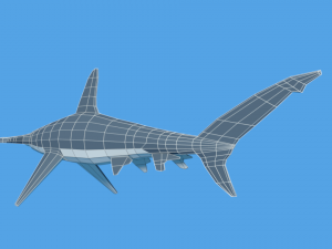 low poly cartoon hammerhead shark Modelo 3D