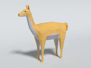 lama guanaco cartoon low poly Modello 3D
