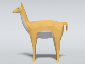 low poly cartoon llama guanaco 3D Model