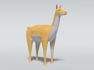 low poly cartoon llama guanaco 3D Model
